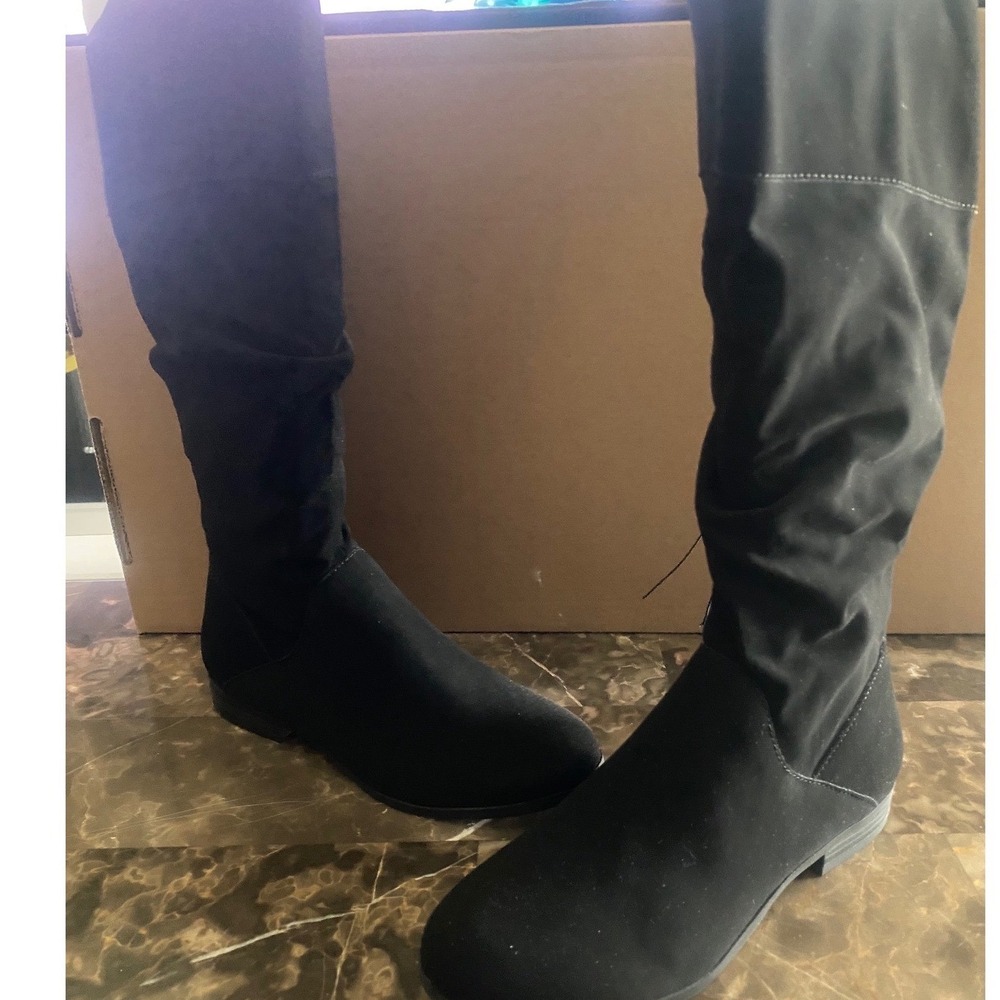 Style & Co Kelimae Wide Calf Black Slouchy Knee High Boots Size 7 M WC NEW